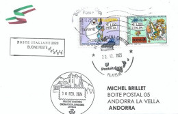 Lupo Alberto ("Alberto The Wolf")Italian Comic Book, Letter 2024 To Andorra,with Arrival Illustrated Postmark Of Andorra - 2021-...: Marcophilie