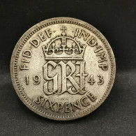 6 PENCE ARGENT 1943 GEORGE VI ROYAUME UNI / UNITED KINGDOM SILVER - H. 6 Pence