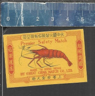 SHRIMP - MATCHBOX LABEL MADE IN HONGKONG BY GREAT CHINA MATCH - Boites D'allumettes - Etiquettes