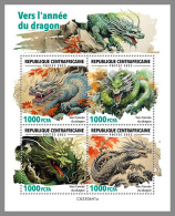 CENTRAL AFRICAN 2023 MNH Year Of The Dragon Jahr Des Drachen M/S – IMPERFORATED – DHQ2407 - Chinese New Year