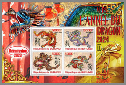BURUNDI 2023 MNH Year Of The Dragon Jahr Des Drachen M/S II – IMPERFORATED – DHQ2407 - Chines. Neujahr