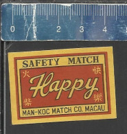 HAPPY - MATCHBOX LABEL MADE MAN-KOC MATCH MACAU (CHINA) - Boites D'allumettes - Etiquettes