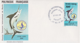 Enveloppe  FDC  1er  Jour   POLYNESIE    1er  Concours  International  De  Pêche  Au   Marlin   1986 - FDC