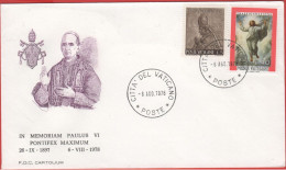 Vaticano - Vatican - Vatikan - 06.08.1978 - In Memoriam Paulus VI Pontifex Maximum - FDC Capitolium - Storia Postale