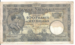 BELGIQUE 100 FRANCS 1932 VF P 102 - 100 Franchi & 100 Franchi-20 Belgas