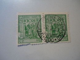 GREECE ITALY  RODI  RODOS     PAIR STAMPS WITH POSTMARK 1939 - Affrancature Meccaniche Rosse (EMA)