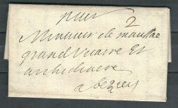 FRANCE 1687 Marque Postale Taxée Carcassonne Pour Beziers - ....-1700: Voorlopers