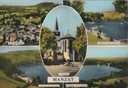 Z+ Nw-(63) MANZAT - CARTE MULTIVUES : VUE GENERALE , LE GOUR DE TAZENAT , L'EGLISE - Manzat