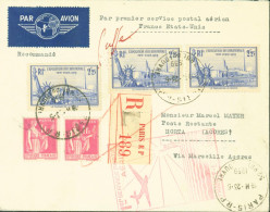 Recommandé Paris CAD Paris RP 23 5 1939 Par Premier Service Postal Aérien France États-Unis YT 369 X2 426 X3 - 1927-1959 Brieven & Documenten