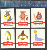 OTTO MESS HILFT HAUSHALTEN DOG PIG SEAL CHICKEN SNAIL ARA - Matchbox Labels GERMANY 1963 - Boites D'allumettes - Etiquettes