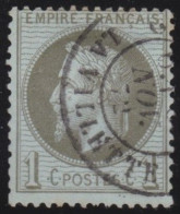 France  .  Y&T   .     25  .   O      .    Oblitéré - 1863-1870 Napoléon III Lauré