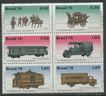 Brasil:Brazil:Unused Stamps UPU XVIII Congress, Trucks, Tram, Train, Coach, Horses, 1978, MNH - Camiones