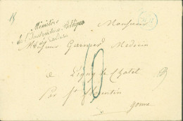 Cursive Ministère De L'instruction Publique Et Des Cultes Taxe Manuscrite 10 Dateur Bleu 15 MAI 1832 - 1801-1848: Precursors XIX