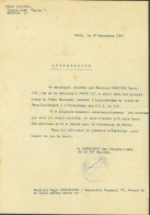 Guerre 40 Front National Groupe Armée Région 3 Section 13 Attestation Appartenance Résistance FFI Pdt Insurrection Paris - Guerre De 1939-45