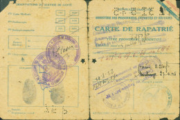 Guerre 40 Carte De Rapatrié Ministère Des Prisonniers Déportés Réfugiés Titre Provisoire D'identité - WW II