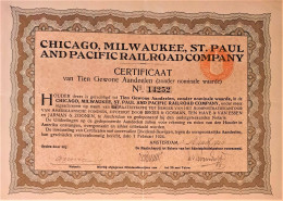 Chicago, Milwaukee, St. Paul And Pacific Railroadcompany - Certificaat Van 10 Gewone Aandeelen (1936) Amsterdam - Bahnwesen & Tramways