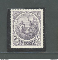 1916-19 BARBADOS, Stanley Gibbons N. 191, 3 Scellini Deep Violet - MNH** - Andere & Zonder Classificatie