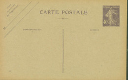 Entier Semeuse Camée 40ct Violet Storch Q Date 644 Neuve Carton Gris Vert Timbre Type 2 - Cartes Postales Types Et TSC (avant 1995)