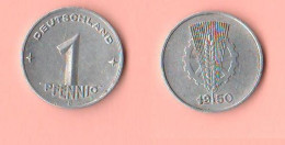 Germania DDR 1 Pfennig 1950 E Muldenhutteen Mint Deutschland Aluminum Coin - 1 Pfennig