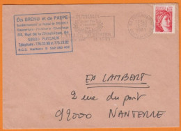 Sabine De Gandon  1f60 Sur Lettre Pub "COUVERTURE..." De 92 PUTEAUX Le 13 10 1981 Pour 92000 NANTERRE - 1977-1981 Sabine Van Gandon