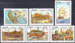CUBA 1980, SHIPS, HISTORY Of CUBAN SHIPBUILDING, COMPLETE MNH SERIES With GOOD QUALITY, *** - Ongebruikt