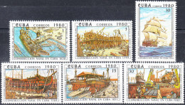 CUBA 1980, SHIPS, HISTORY Of CUBAN SHIPBUILDING, COMPLETE MNH SERIES With GOOD QUALITY, *** - Nuevos