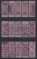 LOT SÉRIE De 15 TIMBRES FISCAUX D'ITALIE ITALIA FISCAL REVENUE MARCA DA BOLLO - Fiscaux