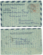 Deutschland BUND Pf.60 Taxe Percue Luftpostleichtbrief LF7 9apr1952 Bedarf Ab Munchen Nach Blumenau Brasilien S.America - Buste - Usati