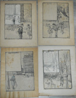 Rare 4 Maquettes 25 X 32 Cm Pour Calendrier Années 1900-1920 Pour Journal Type Sillon - Dibujos