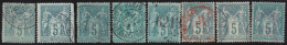 France  .  Y&T   .     75   8x      .     O      .     Oblitéré - 1876-1898 Sage (Type II)