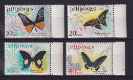 Philippinen 1969 Schmetterlinge Mi.-Nr. 895-898 Seitenrandstücke Postfrisch ** - Filippine