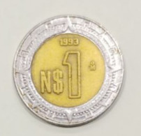 Mexico, Year 1993, Used; 1 Peso Bimetall - Mexique