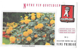 BUVARD VINS PRIMIOR - N° 3 - FLEURS DAHLIA POMPON - DIMENSIONS 20 X 12 - F