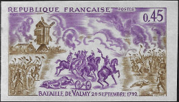 France 1971 Y&T 1679. Bataille De Valmy 1792. Champ De Bataille, Chevaux Et Moulin. Essai De Couleurs Bicolore - Windmills