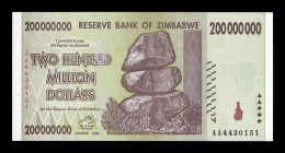 Zimbabwe 200000000 200 Million Dollars 2008 Pick 81 Sc Unc - Zimbabwe