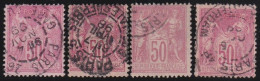 France  .  Y&T   .    98  4x    .     O      .     Oblitéré - 1876-1898 Sage (Type II)