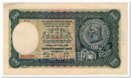 SLOVAKIA,100 KORUN,1940,P.11,XF-AU,SPECIMEN ,PERFORATED - Eslovaquia