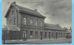 Kontich-+/-1910-La Gare De Contich Village-Statie-Dorp-Uitg. SBP Bleu (Phototypie)-Carte Bleue - Kontich
