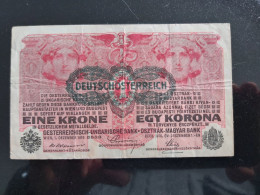 BANCONOTA AUSTRIA Österreich, 1 Krone 1916 Mit Stempel Deutschöster COME DA FOTO - Altri & Non Classificati