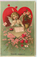 N°13339 - Carte Gaufrée - Veselé Vanoce - Ange écrivant Une Lettre - San Valentino