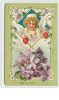 N°1397 - Carte Gaufrée - To My Valentine - Angelot - Valentijnsdag