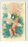 N°4770 - Carte Gaufrée - To My Valentine - Angelot Avec Des Colombes - Valentine's Day