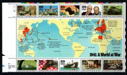 USA 1991, Scott 2559, MNH, Sheet, Warld War II, Map - Unused Stamps