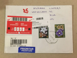 Romania Belgium 2016 Cancelled Letter Sent Back Circulated Cover Envelope Cancellation Flowers Fleurs Blumen Clock Uhr - Other & Unclassified