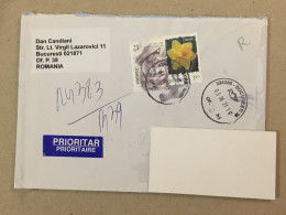 Romania Used Stationery Circulated Letter Philatelic Cover Stamp Ion Cantacuzino Flowers Fleurs Blumen Registered 2021 - Other & Unclassified