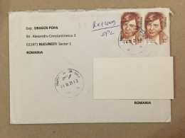 Romania Used Stationery Circulated Letter Philatelic Cover Stamp Nichita Stanescu Writer Poet Registered 2021 - Autres & Non Classés