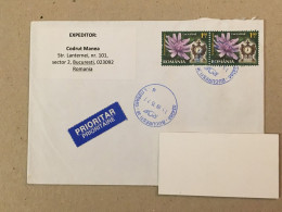 Romania Stationery Circulated Letter Philatelic Cover Stamp Registered Flowers Fleurs Blumen Mantel Clock 2015 - Other & Unclassified