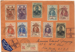 1943 COTE SOMALIS LETTRE CENSUREE RECOMMANDEE AFFR TIMBRES SURCHARGES FRANCE LIBRE POUR LES USA - Brieven En Documenten