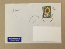 Romania Stationery Circulated Letter Philatelic Cover Stamp Registered Flowers Fleurs Blumen Mantel Clock 2015 - Andere & Zonder Classificatie