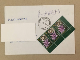 Romania Stationery Circulated Letter Philatelic Cover Stamp Registered Flowers Fleurs Blumen Mantel Clock 2014 - Sonstige & Ohne Zuordnung